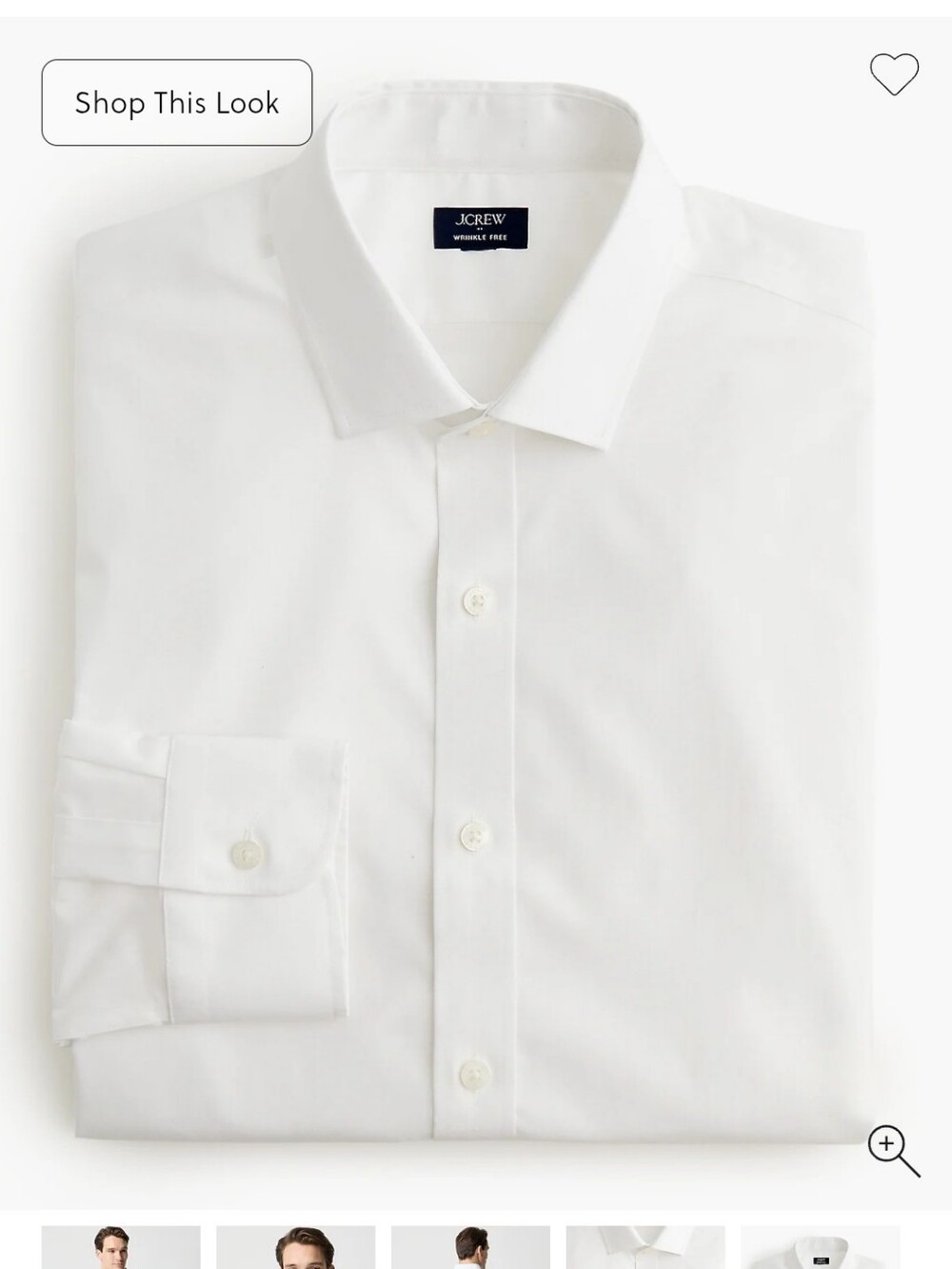 J. Crew Men's White Wrinkle Free Dress Shirt - Point Collar